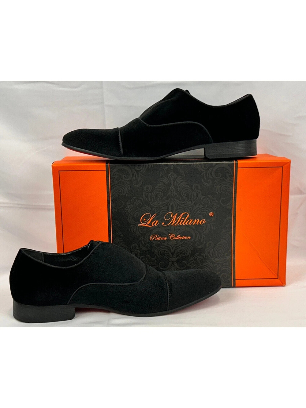 La Milano Dillon Men's Sz 10 Black Velvet Red Bottom Slip-On Loafers A120021K